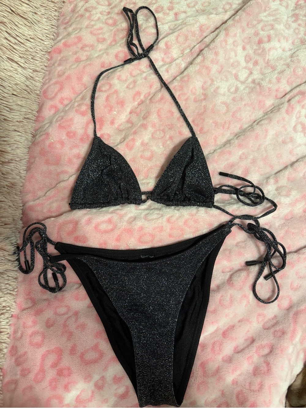 triangl swimwear Black Shimmer Tie String Bikini